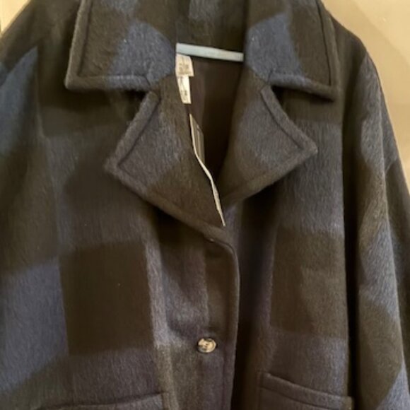 Marla Wynne-Designer. Navy Blue/Black block pattern 3/4 length Wool Jacket 1X - Picture 6 of 7